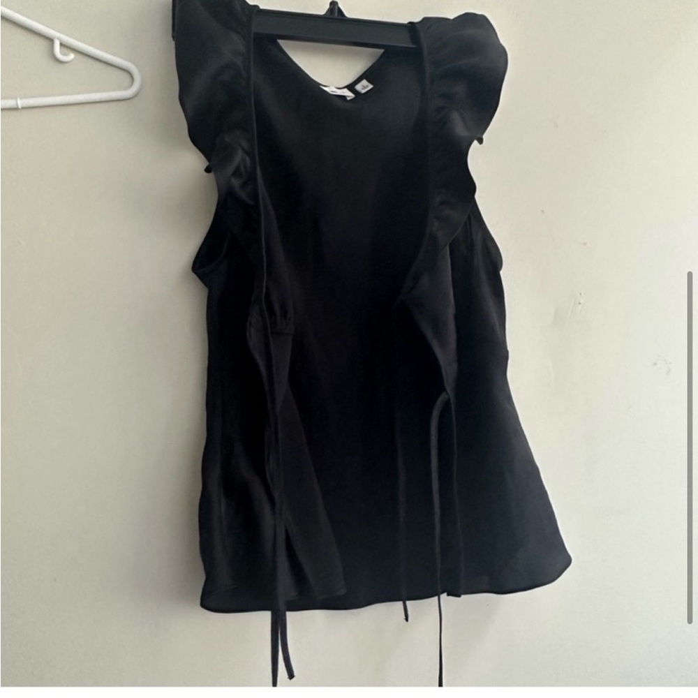 Wilfred Black Ruffle Tie-Front Satin Tank - Picture 2 of 3